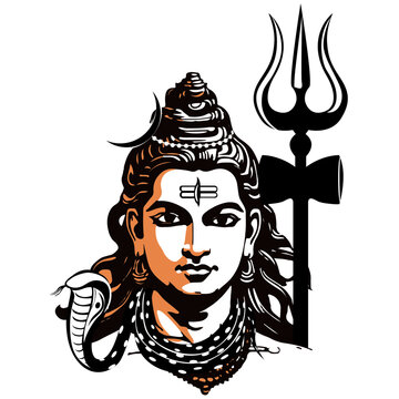 Shiv with Trishool, Vector, Illustration, Hindu Bhagwa, Sanatani God