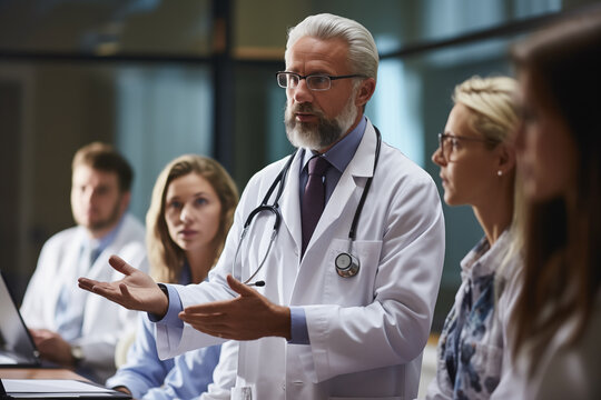 M&eacute;dico dando conferencia en un hospital