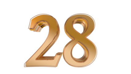Gold glossy 3d number 28