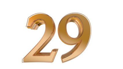 Gold glossy 3d number 29