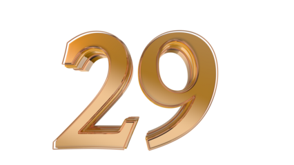 Gold glossy 3d number 29