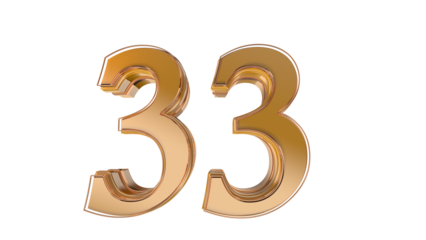 Gold glossy 3d number 33