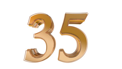 Gold glossy 3d number 35