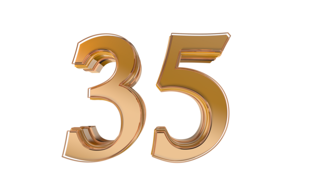Gold glossy 3d number 35