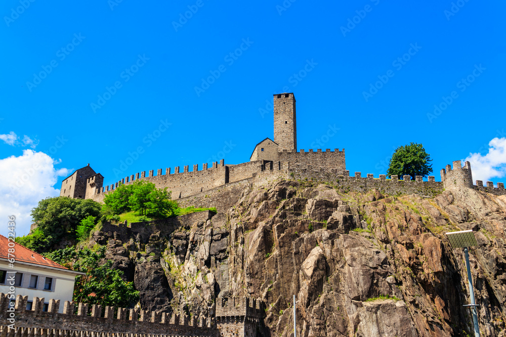 Poster Castelgrande castle in Bellinzona, Switzerland. Unesco World Heritage