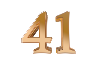 Gold glossy 3d number 41