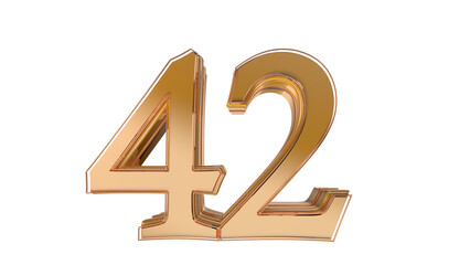 Gold glossy 3d number 42