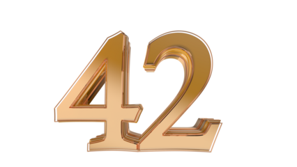 Gold glossy 3d number 42