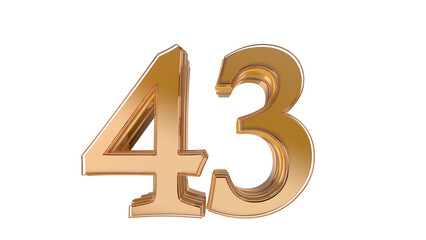 Gold glossy 3d number 43