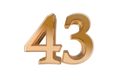Gold glossy 3d number 43