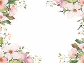 Watercolor sakura wreath, background for text. Greeting or invitation card