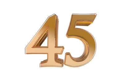 Gold glossy 3d number 45