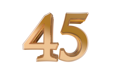 Gold glossy 3d number 45