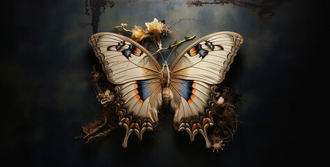 butterfly on a tree, butterfly in the night, butterfly on the wall, butterfly metamorphosis, 