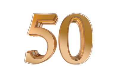 Gold glossy 3d number 50