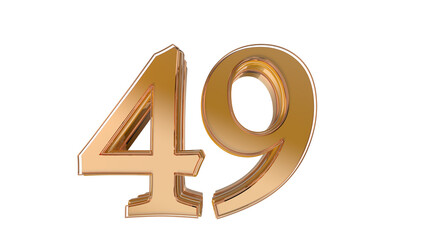 Gold glossy 3d number 49