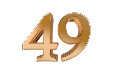 Gold glossy 3d number 49