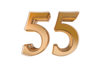 Gold glossy 3d number 55