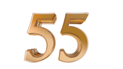 Gold glossy 3d number 55