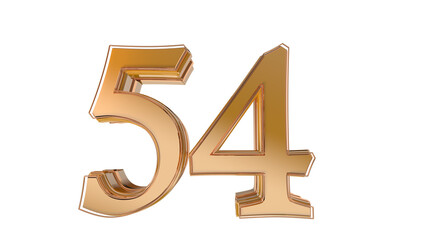 Gold glossy 3d number 54