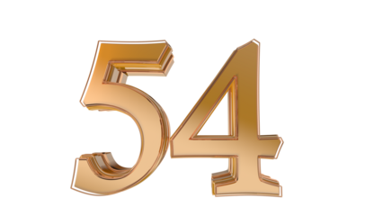 Gold glossy 3d number 54