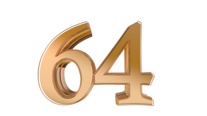 Gold glossy 3d number 64