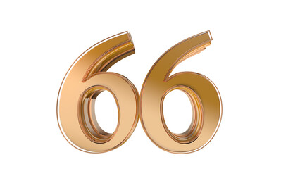 Gold glossy 3d number 66