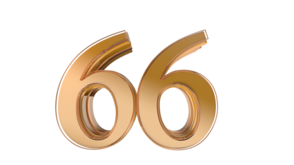 Gold glossy 3d number 66