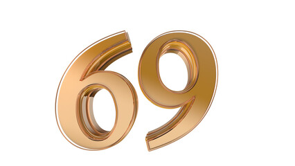 Gold glossy 3d number 69
