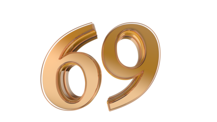 Gold glossy 3d number 69