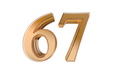 Gold glossy 3d number 67