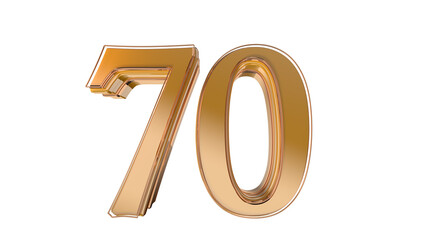Gold glossy 3d number 70