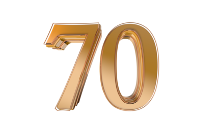 Gold glossy 3d number 70