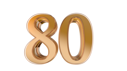 Gold glossy 3d number 80