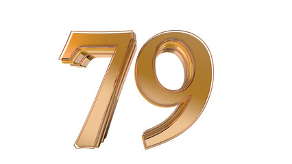 Gold glossy 3d number 79