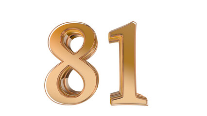 Gold glossy 3d number 81