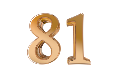 Gold glossy 3d number 81