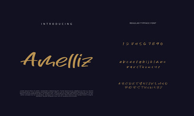 Handwritten Script font. Hand drawn brush style modern calligraphy cursive typeface. Hand Lettering and Custom Typography alphabet for Designs: Logo, Greeting Cards, Poster. Vector Brush type set.
