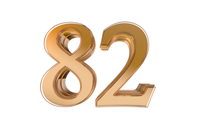 Gold glossy 3d number 82