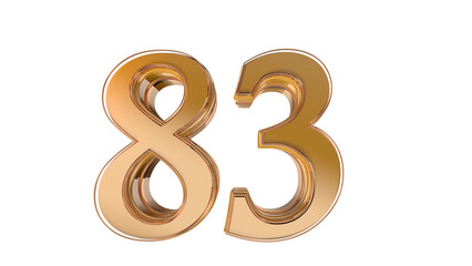 Gold glossy 3d number 83