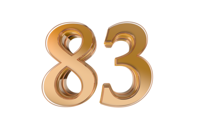 Gold glossy 3d number 83