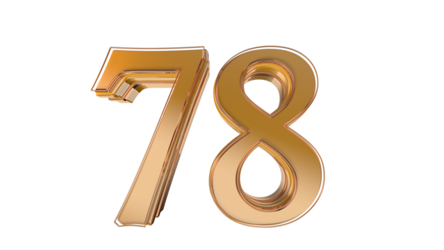 Gold glossy 3d number 78