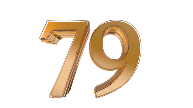 Gold glossy 3d number 79