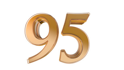Gold glossy 3d number 95