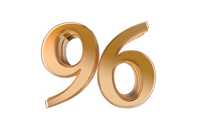Gold glossy 3d number 96