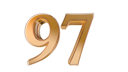 Gold glossy 3d number 97