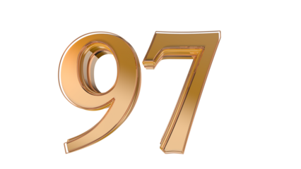 Gold glossy 3d number 97