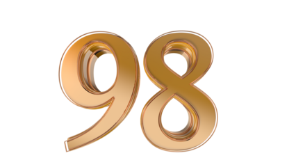Gold glossy 3d number 98