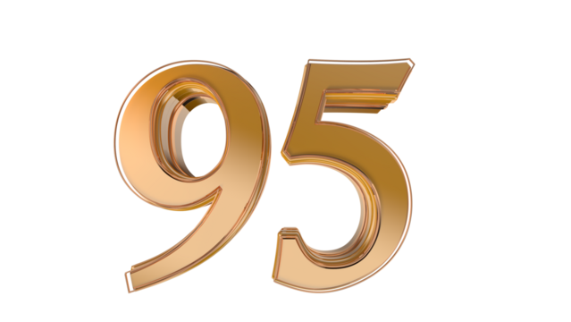 Gold glossy 3d number 95