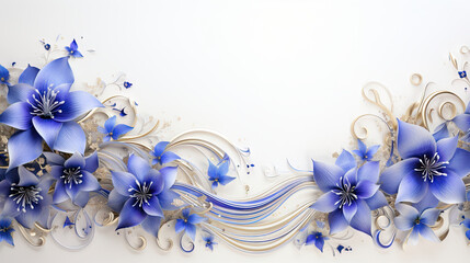 Template with Gentian purple flower empty space